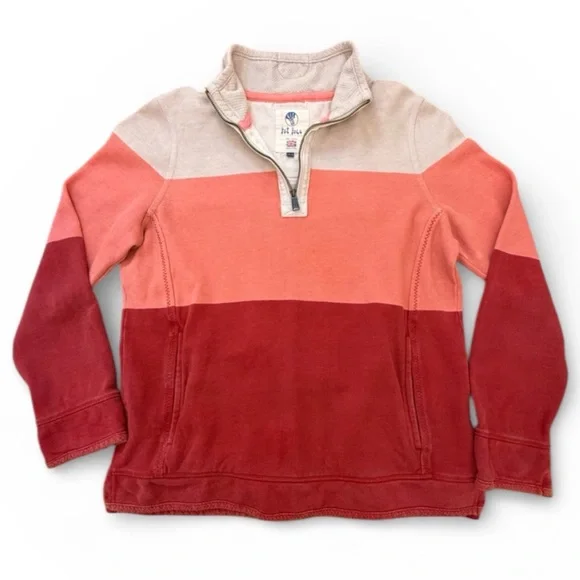 Fat Face The Airlie 1/4 Zip Sweatshirt Coral Pink Colorblock Size 8 - Picture 1 of 15